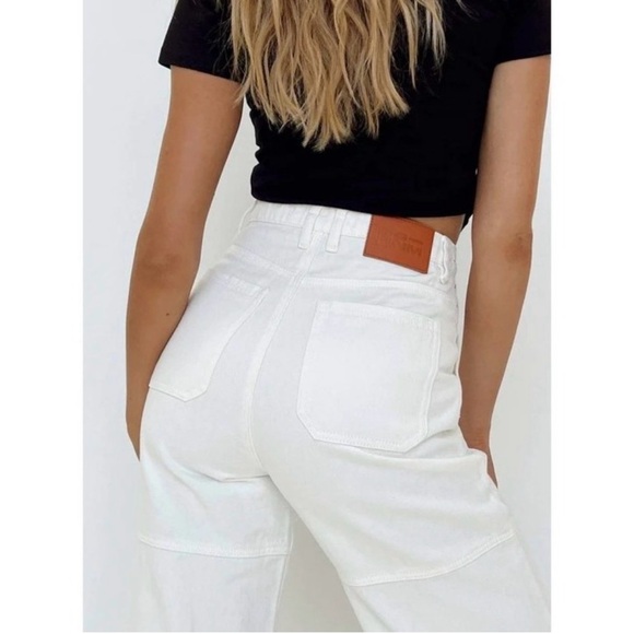 Princess Polly CALCETTO WIDE LEG JEANS WHITE - Size US 4 - Picture 3 of 12